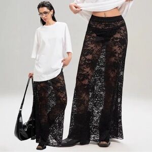 Elegant Black Lace Maxi Skirt